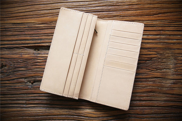 DEEPKEE original nubuck handmade full-grain genuine leather cowhide bag Handmade Personalized harley Leather Bifold Wallet #125_1