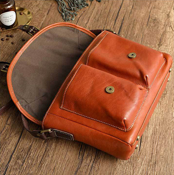 DEEPKEE original nubuck handmade full-grain genuine leather cowhide bag Handmade Vegetable Tanned Leather Cowhide Bag Crossbody #32043