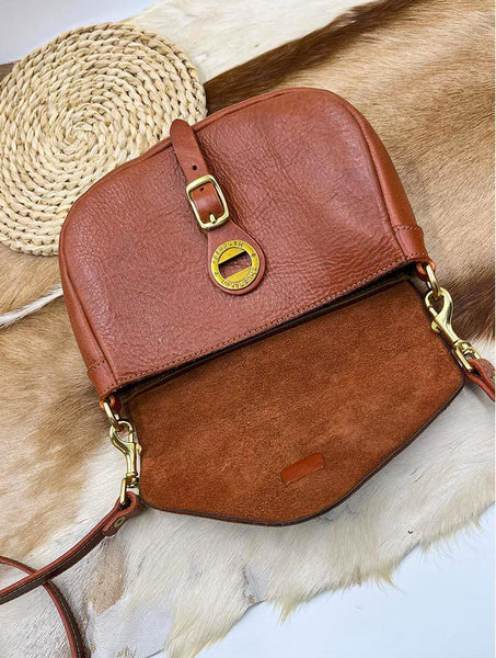 DEEPKEE original nubuck handmade full-grain genuine leather cowhide bag Handicraft Pure Leather Saddle Bag #43022