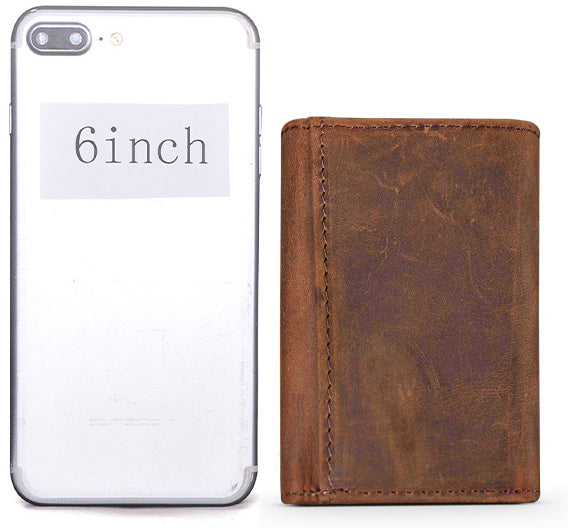 DEEPKEE original nubuck handmade full-grain genuine leather cowhide bag DEEPKEE Handmade Leather Trifold Key Wallet #KZ230