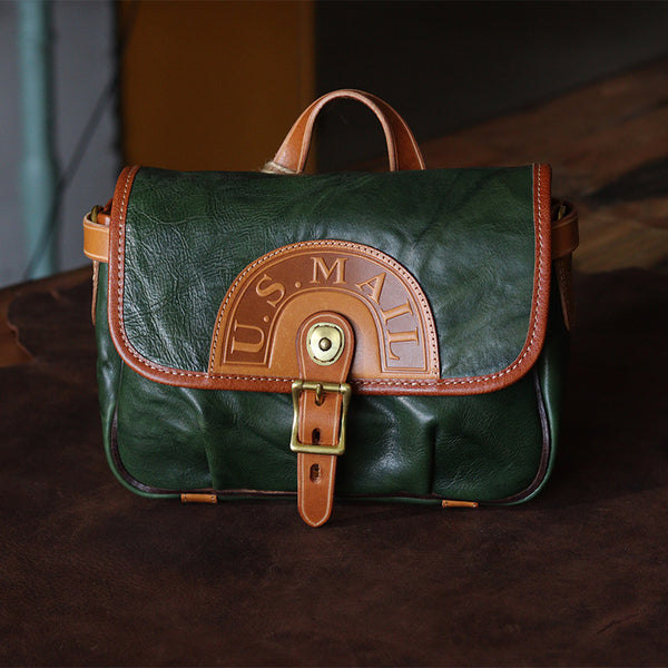 DEEPKEE original nubuck handmade full-grain genuine leather cowhide bag Literary Style Pleated, Vintage Messenger Bag No.190670