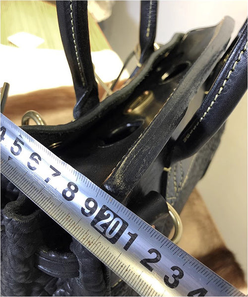 DEEPKEE original nubuck handmade full-grain genuine leather cowhide bag Shrunk Grain Cowhide Replic Faux Birkin 25 Bag #EOL-4494