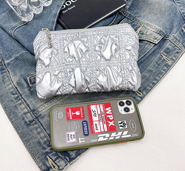 DEEPKEE original nubuck handmade full-grain genuine leather cowhide bag Embroidered Thread Lattice Coin Purse #5807