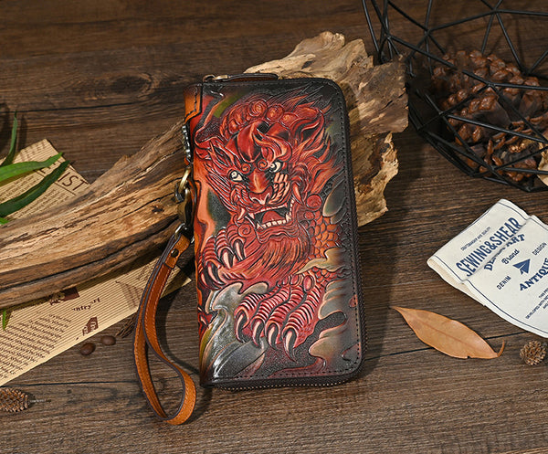 DEEPKEE original nubuck handmade full-grain genuine leather cowhide bag Deepkee Leather Carving Craft Wallet #YD-104