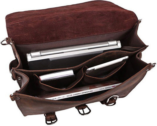 DEEPKEE original nubuck handmade full-grain genuine leather cowhide bag VINTAGE LEATHER BRIEFCASE LAPTOP BAG M086#