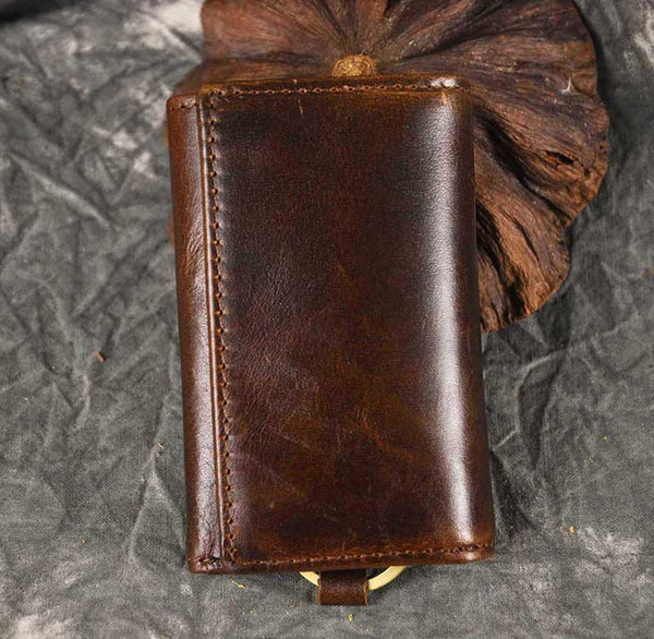 DEEPKEE original nubuck handmade full-grain genuine leather cowhide bag DEEPKEE Handmade Leather Trifold Key Wallet #KZ230