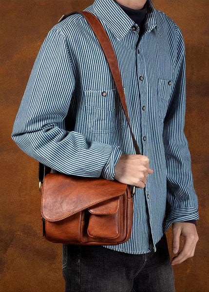 DEEPKEE original nubuck handmade full-grain genuine leather cowhide bag The DEEPKEE Flap Messenger Bag #5130