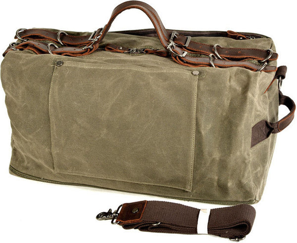 DEEPKEE original nubuck handmade full-grain genuine leather cowhide bag American military style distressed thick waxed canvas with solid craftsmanship Duffle bag #9518