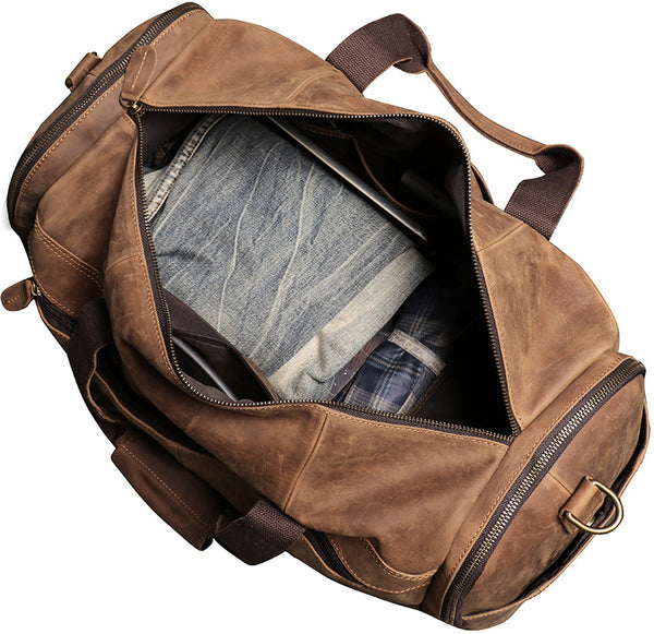 DEEPKEE original nubuck handmade full-grain genuine leather cowhide bag DEEPKEE LEATHER | Craig Retro Luggage Bag No.1219_2