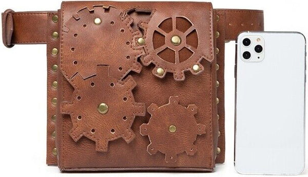 DEEPKEE original nubuck handmade full-grain genuine leather cowhide bag Steampunk PU Leathers Gothic Fanny Waist Leg Bag Women Girl #G039B