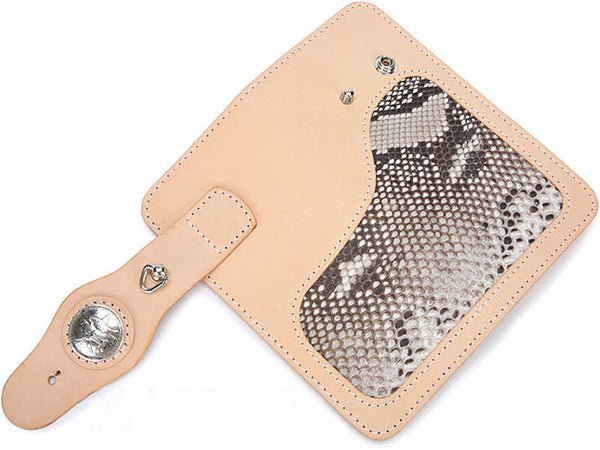 DEEPKEE original nubuck handmade full-grain genuine leather cowhide bag DEEPKEE Handmade Python Leather Bifold Wallet #59895