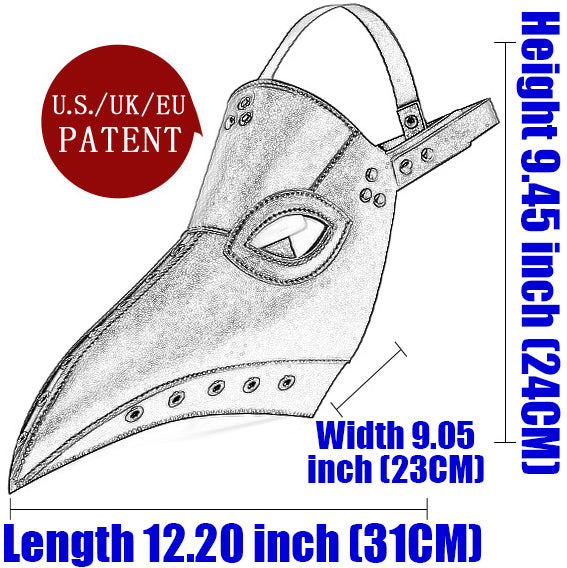 DEEPKEE original nubuck handmade full-grain genuine leather cowhide bag Halloween Plague Bird Doctor Mask, Holiday Party Cosplay Props #FPBM057