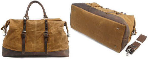 DEEPKEE original nubuck handmade full-grain genuine leather cowhide bag Canvas Travel Bag Weekender Bag #831-2K