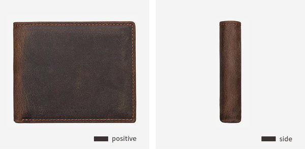 DEEPKEE original nubuck handmade full-grain genuine leather cowhide bag Best Brown Bifold Leather Mens Wallet Slim Wallet Driver's License Wallet for Men 8029