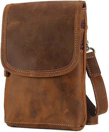 DEEPKEE original nubuck handmade full-grain genuine leather cowhide bag Leather Belt Pouch Cool Mini Shoulder Belt Bags No.3133