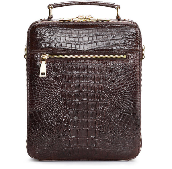 DEEPKEE original nubuck handmade full-grain genuine leather cowhide bag Handmade Leather Men's shoulder bag light luxury crocodile leather men's bag #1075