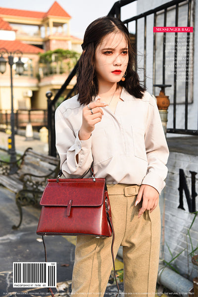 DEEPKEE original nubuck handmade full-grain genuine leather cowhide bag Cowhide Satchel Bag for Outgoing #6975-D