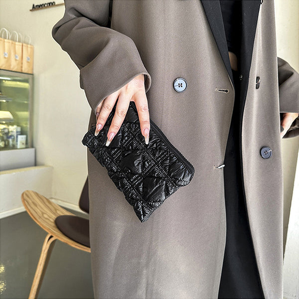 DEEPKEE original nubuck handmade full-grain genuine leather cowhide bag Embroidered Thread Lattice Coin Purse #5807