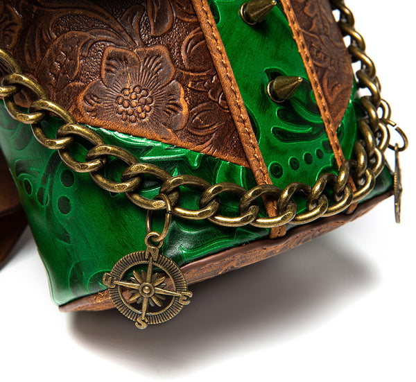 DEEPKEE original nubuck handmade full-grain genuine leather cowhide bag Deepkee Exquisite Goggles Skull Cowhide Bucket Bag #G199B