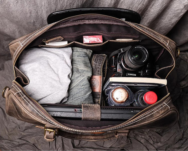 DEEPKEE original nubuck handmade full-grain genuine leather cowhide bag DEEPKEE LEATHER | The Lincoln Travel Bag No.30075