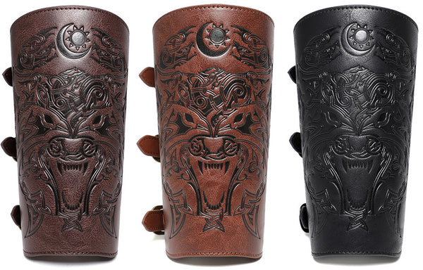 DEEPKEE original nubuck handmade full-grain genuine leather cowhide bag DEEPKEE Scandinavian Viking Style Embossed Armband FAS052