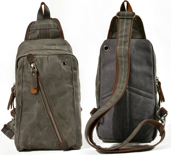 DEEPKEE original nubuck handmade full-grain genuine leather cowhide bag Deepkee Canvas Diagonal Bag #6018