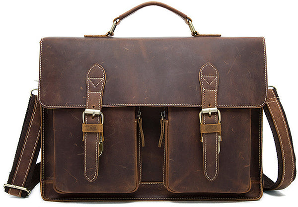 DEEPKEE original nubuck handmade full-grain genuine leather cowhide bag The Classic cowhide men's handbag briefcase #9033