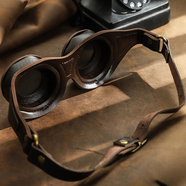 DEEPKEE original nubuck handmade full-grain genuine leather cowhide bag Personalized Steampunk Style Cosplay Goggle #FGS007CF