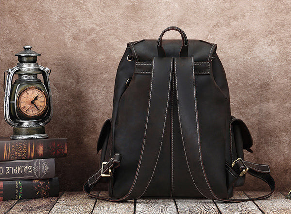 DEEPKEE original nubuck handmade full-grain genuine leather cowhide bag The DEEPKEE Vacationer Backpack #6643