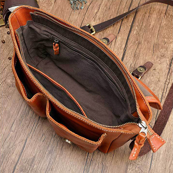 DEEPKEE original nubuck handmade full-grain genuine leather cowhide bag Handmade Vegetable Tanned Leather Cowhide Bag Crossbody #32043