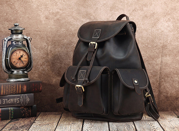 DEEPKEE original nubuck handmade full-grain genuine leather cowhide bag The DEEPKEE Vacationer Backpack #6643