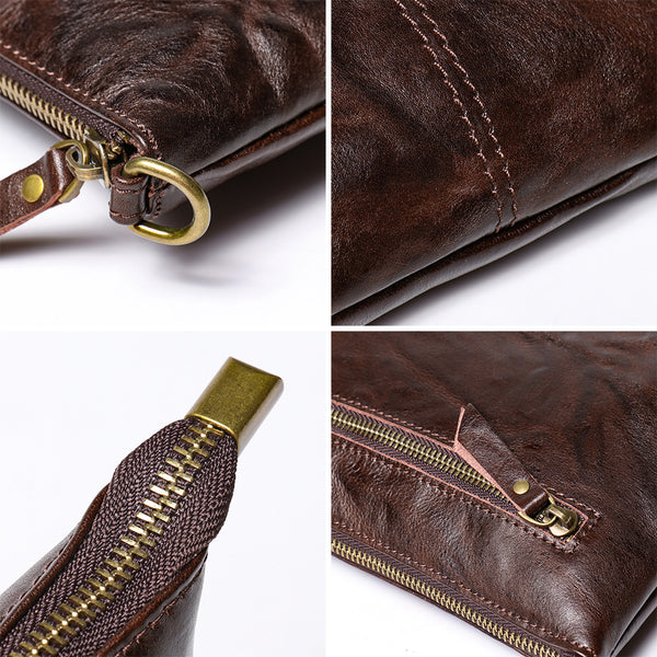 DEEPKEE original nubuck handmade full-grain genuine leather cowhide bag DEEPKEE Handmde Leather Slim Clutch Wallet Wristlet Purse #75022