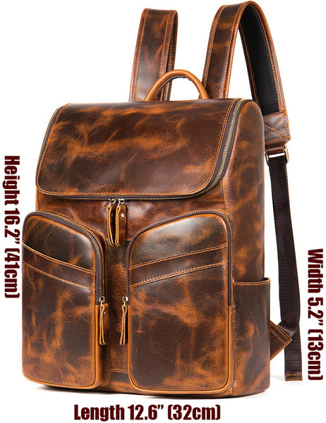 DEEPKEE original nubuck handmade full-grain genuine leather cowhide bag Octavius Outdoor Multifunctional Backpack No.7422