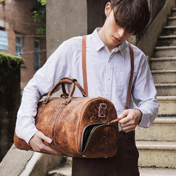 DEEPKEE original nubuck handmade full-grain genuine leather cowhide bag DEEPKEE LEATHER | Sheridan Style Duffle Bag No.30009-5