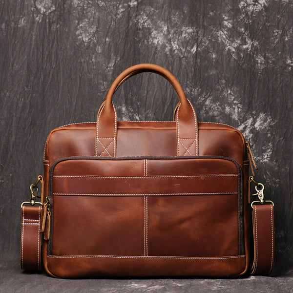 DEEPKEE original nubuck handmade full-grain genuine leather cowhide bag The Reagan Cowhide Briefcase #3359