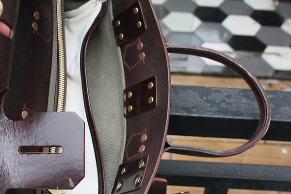 DEEPKEE original nubuck handmade full-grain genuine leather cowhide bag Vegetable Tanned Cowhide Faux Birkin 30 Bag #KM-76819