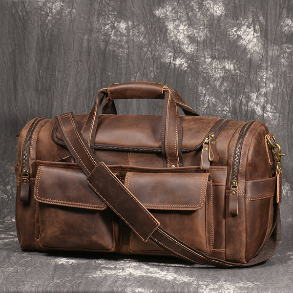 DEEPKEE original nubuck handmade full-grain genuine leather cowhide bag The Cambridge Travel Luggage Bag #0571-1