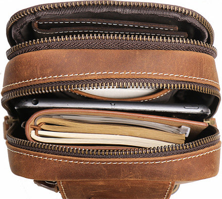 DEEPKEE original nubuck handmade full-grain genuine leather cowhide bag Leather Sling Crossbody Bag No.1078