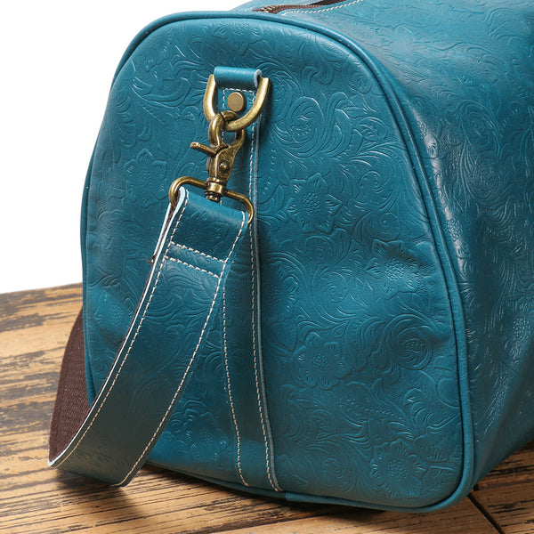 DEEPKEE original nubuck handmade full-grain genuine leather cowhide bag The Kenai Embossed Texture Luggage #30009