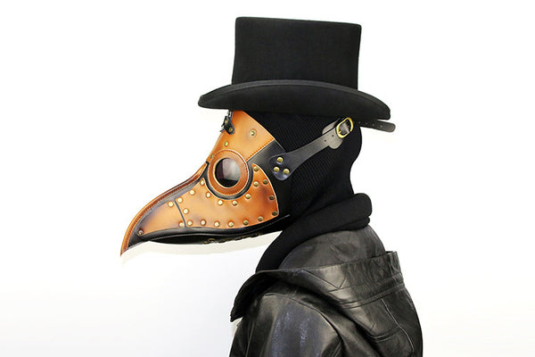 DEEPKEE original nubuck handmade full-grain genuine leather cowhide bag Steampunk Plague Doctor Bird Beak, Medieval Bubonic DR Costume Masquerade Masks # FHG090