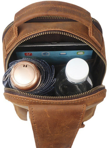 DEEPKEE original nubuck handmade full-grain genuine leather cowhide bag Scottsdale Sling Bag No.J075