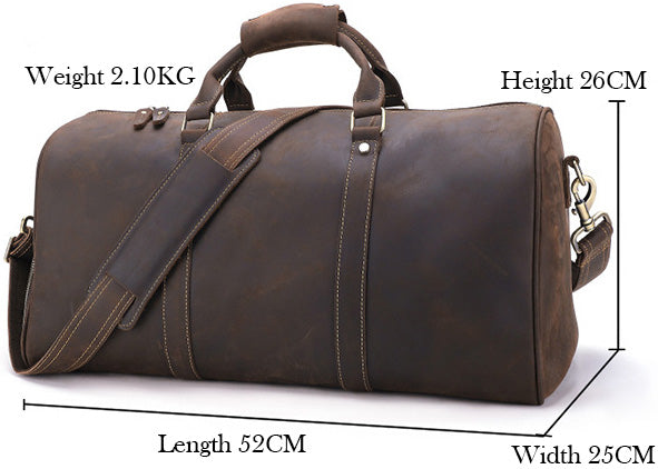DEEPKEE original nubuck handmade full-grain genuine leather cowhide bag The Duffel Luggage Bag #6482 Our Men's Leather Duffle Bag with Shoe Compartment.