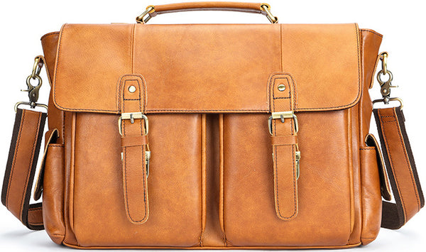 DEEPKEE original nubuck handmade full-grain genuine leather cowhide bag DEEPKEE® HANDMADE LEATHER BRIEFCASE #8942