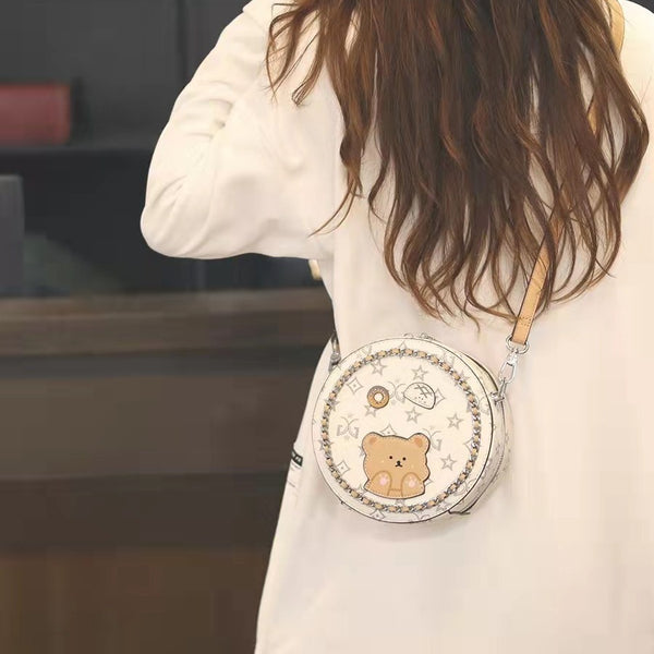 DEEPKEE original nubuck handmade full-grain genuine leather cowhide bag DEEPKEE HANDMADE LEATHER Miss Gail Luxury OOTD Round Crossbody Bag #G1144