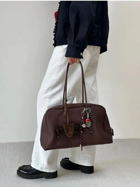 DEEPKEE original nubuck handmade full-grain genuine leather cowhide bag DEEPKEE 手工真皮保齡球包 togo波士頓包 枕頭包 MN24101801號