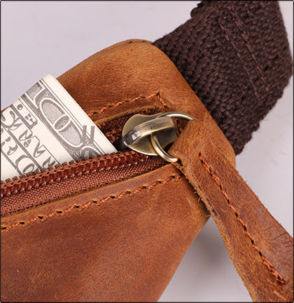 DEEPKEE original nubuck handmade full-grain genuine leather cowhide bag The Ultimate Leather Fanny Pack #6375