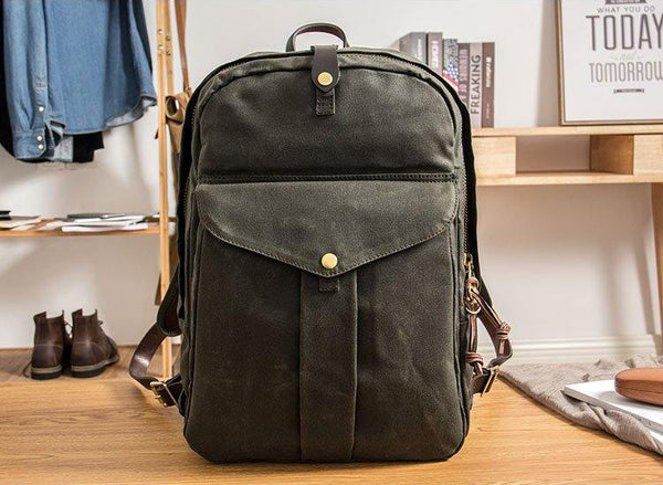 DEEPKEE original nubuck handmade full-grain genuine leather cowhide bag Outdoor canvas mountaineering backpack #5035