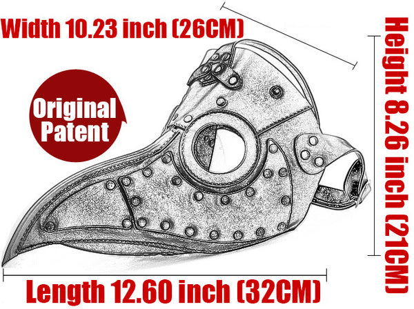 DEEPKEE original nubuck handmade full-grain genuine leather cowhide bag Steampunk Plague Doctor Bird Beak, Medieval Bubonic DR Costume Masquerade Masks # FHG090