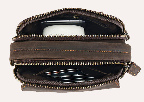 DEEPKEE original nubuck handmade full-grain genuine leather cowhide bag Best Leather Vertical Handbag Side Bag Messenger Bag #6567