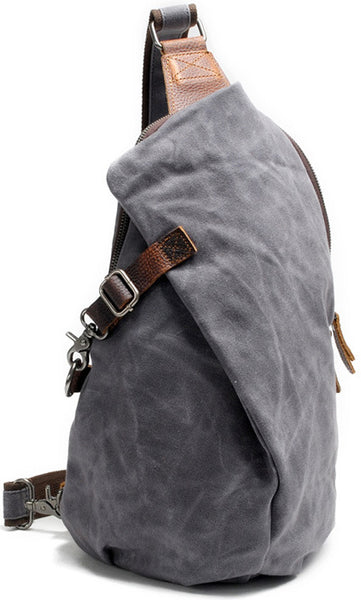 DEEPKEE original nubuck handmade full-grain genuine leather cowhide bag Batik Fabric canvas&Cowhide Dumpling-shape sling bag #82040K